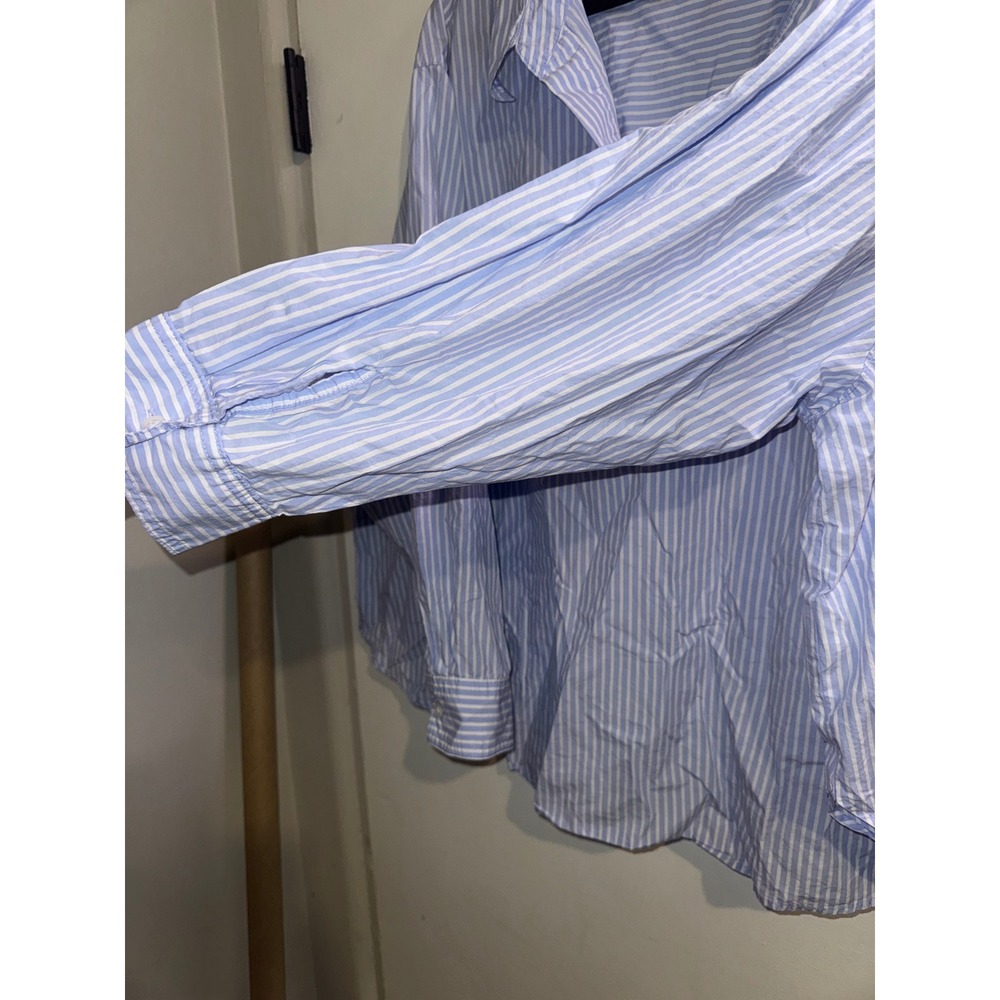 HM Womens 4XL Blue White Striped Button Down Shirt Long Sleeve Oversized Top - Picture 5 of 8